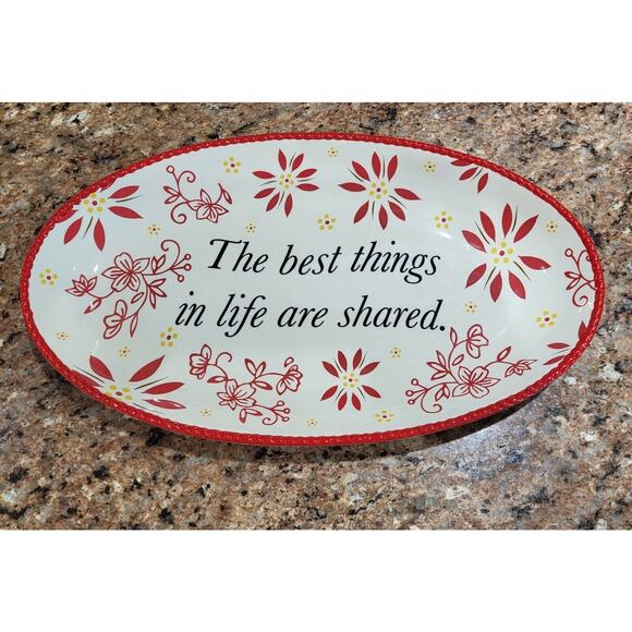 Temptations Oval Sharing Tray Red (14" X 8" X 1.5" H) - Picture 2 of 15
